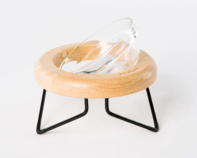 Solid Wood Cat Bowl Rack
