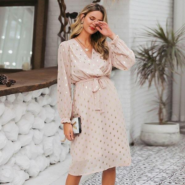 Casual polka dot mid-length dress