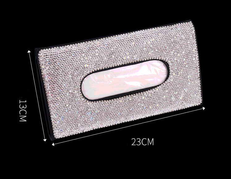 Crystal PU Leather Universal Hanging Style Sun Visor Car Tissue Box — foto 6