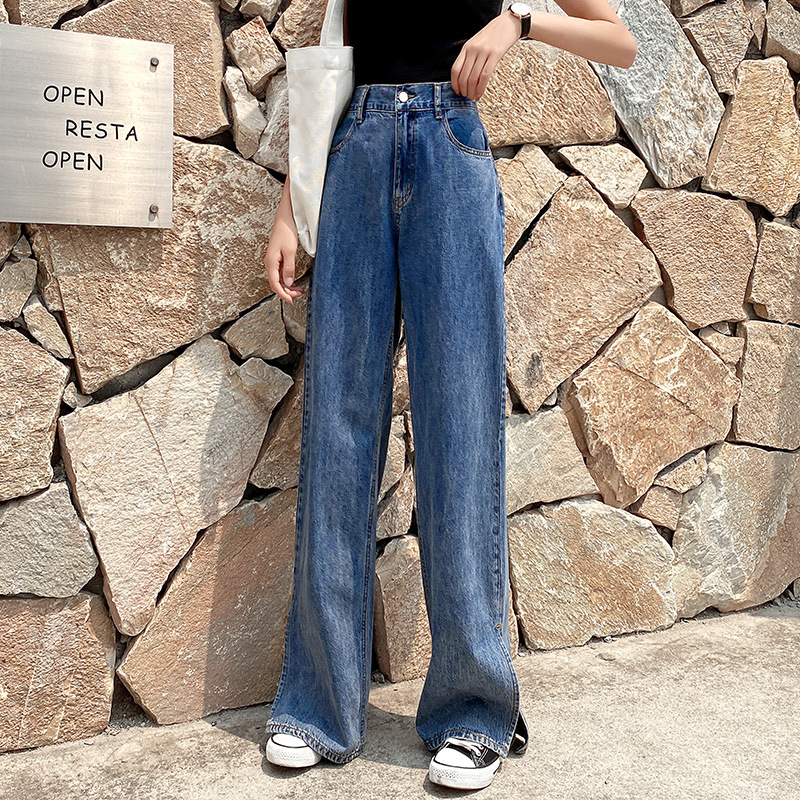 Women's high waist drape jeans Dark Blue - Shop at LoveMi