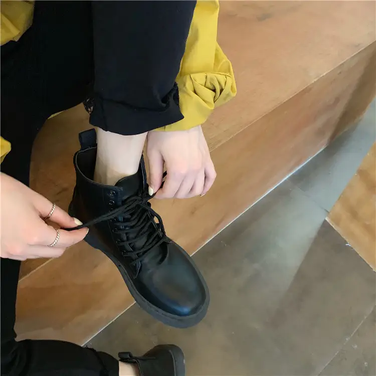 Low Heel Round Toe Martin Boots