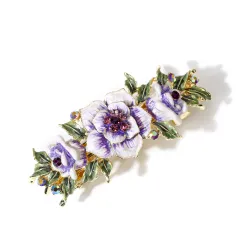 Retro style crystal rhinestone hair clip - Purple - View 1