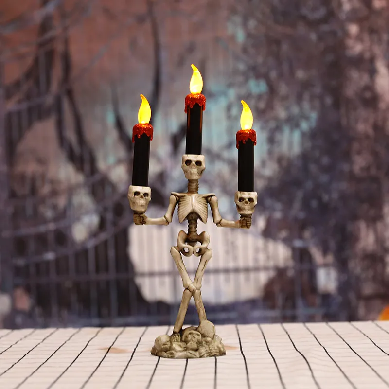 Halloween Three candles skeletons decoration – image 4
