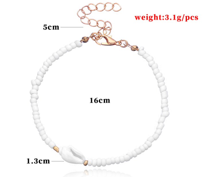 White rice beads conch shell bracelet