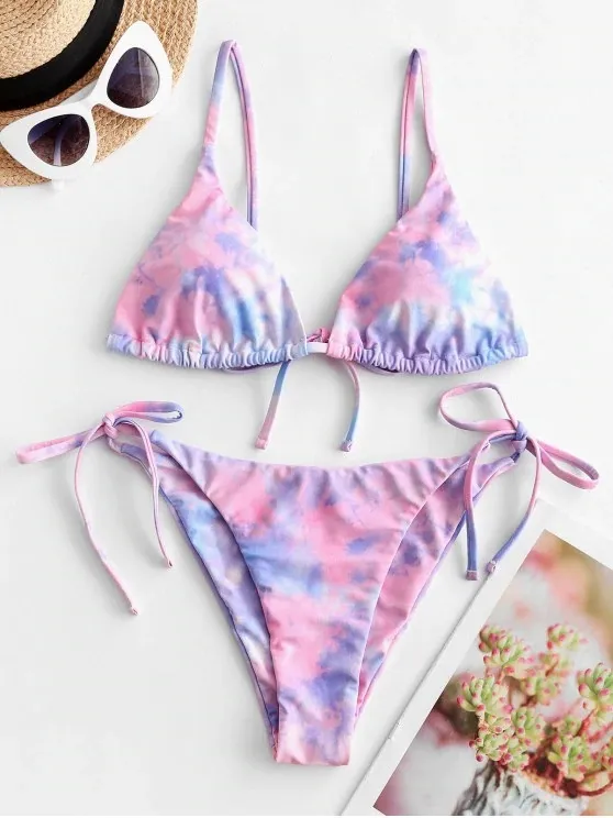 Tie dye printed bikini Pink - Shop at LoveMi