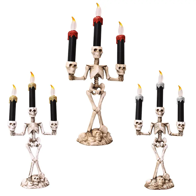 Halloween Three Candles Skeletons Decoration