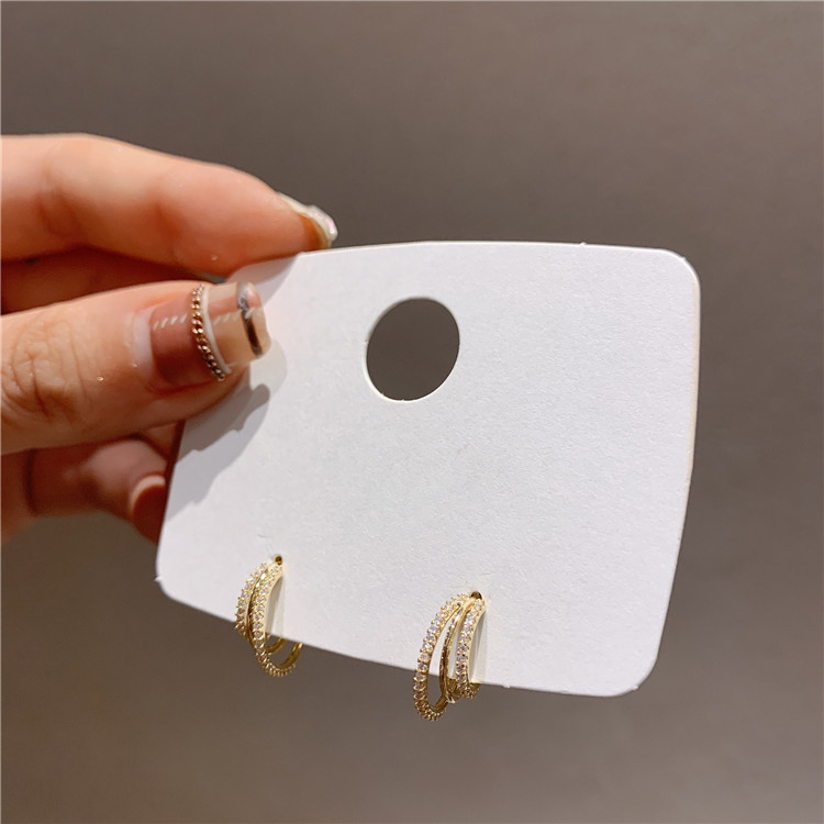 Three circle temperament 925 silver needle earrings women