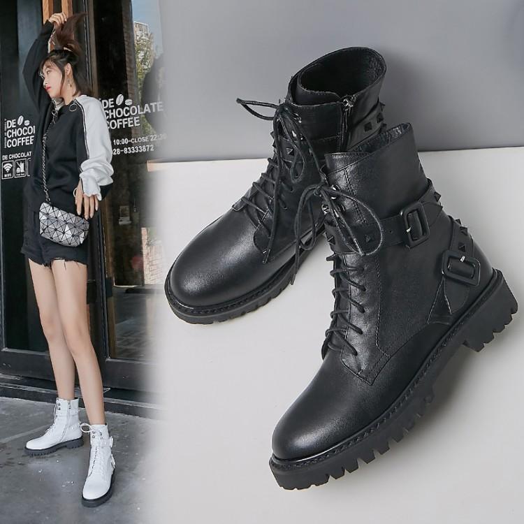 Buckled leather ankle boots