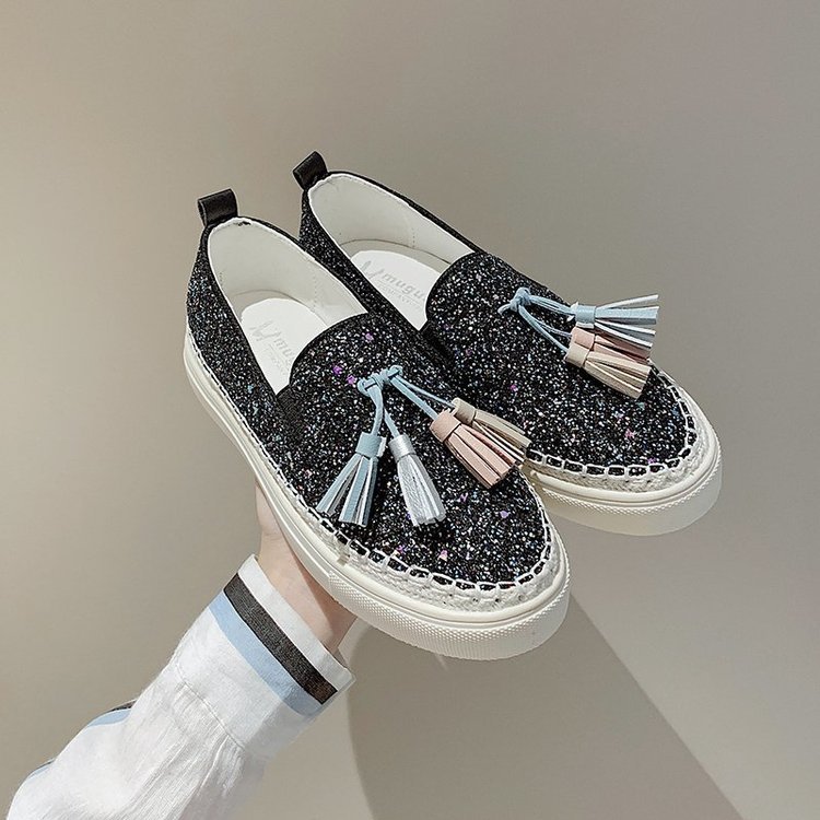 Fringed Flat Sneakers Black - Shop at LoveMi