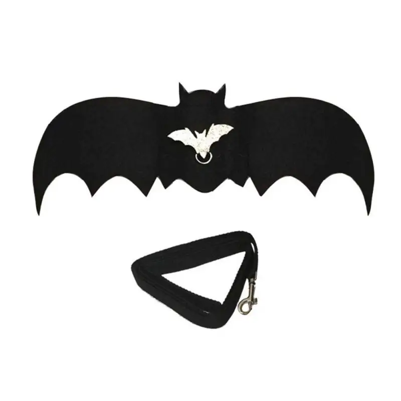 Dog dressed up with bat wings