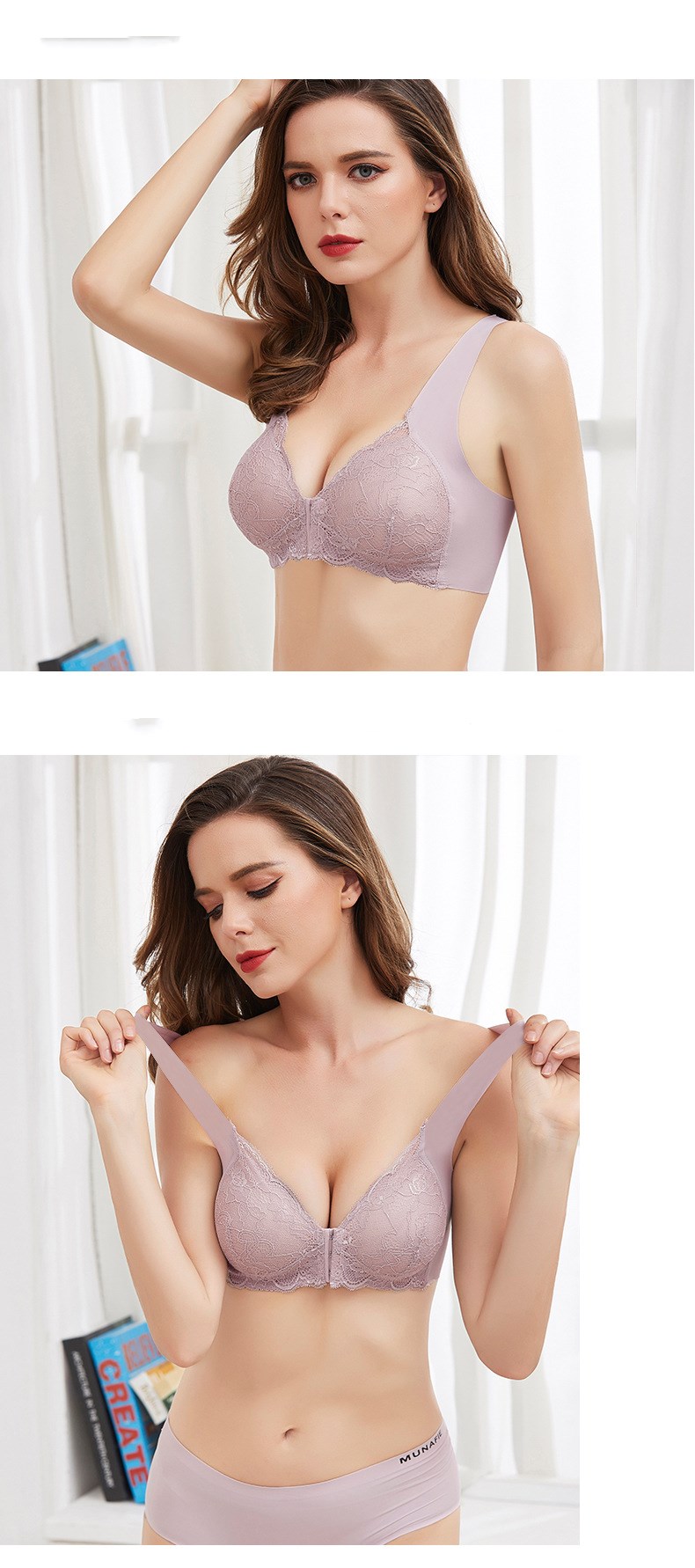 Title 2, Front buckle non-wired bra for exceptional comf...