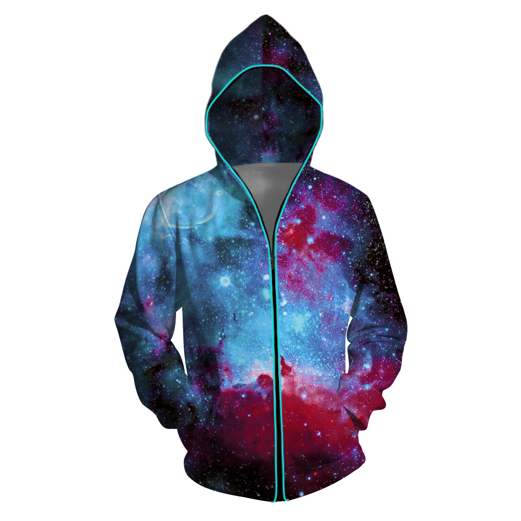 Photoelectric zipper hooded sweatshirt