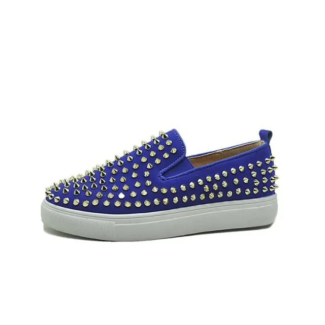 Luxury rivet shoes designer sneakers flat low top casual shoes couple fashion runway shoes size 35 44 Blue - Shop at LoveMi