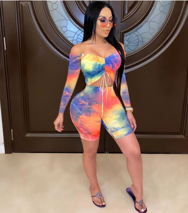 Printed tie-dye ladies suit