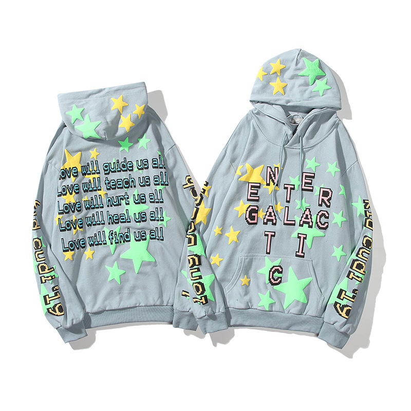 Luminous Star Foam Letter Print Sweatshirt Jacket