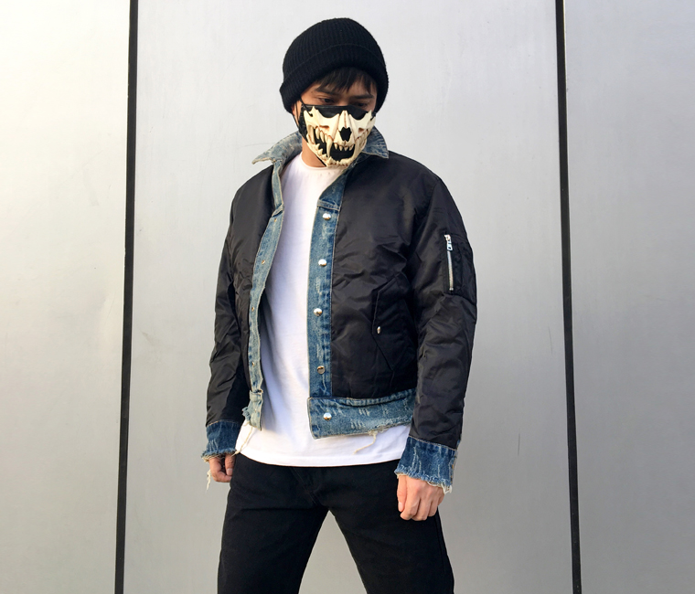 Ripped windproof double-faced men's jacket