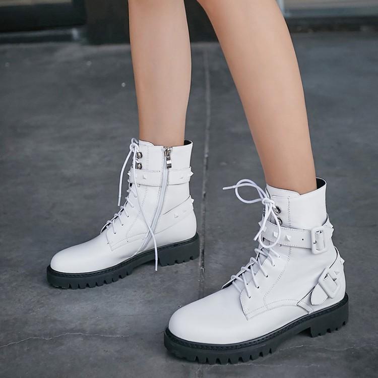 Buckled leather ankle boots