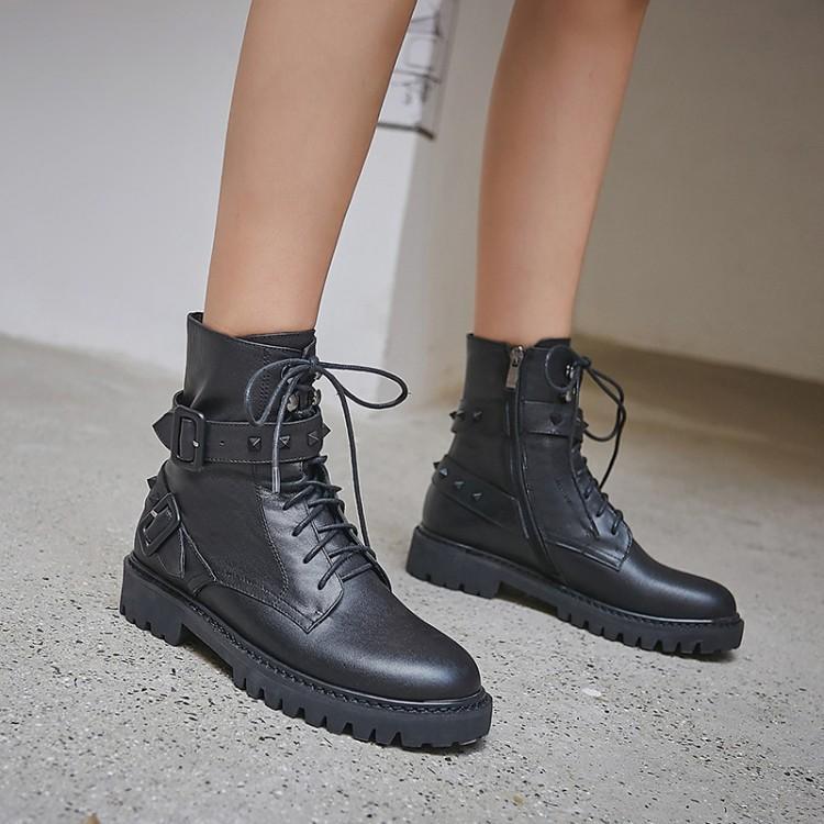 Buckled leather ankle boots