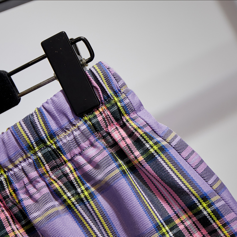 Plaid wrap hip skirt