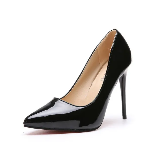 Spring and summer new versatile rubber stiletto Pu single shoe Black - Shop at LoveMi