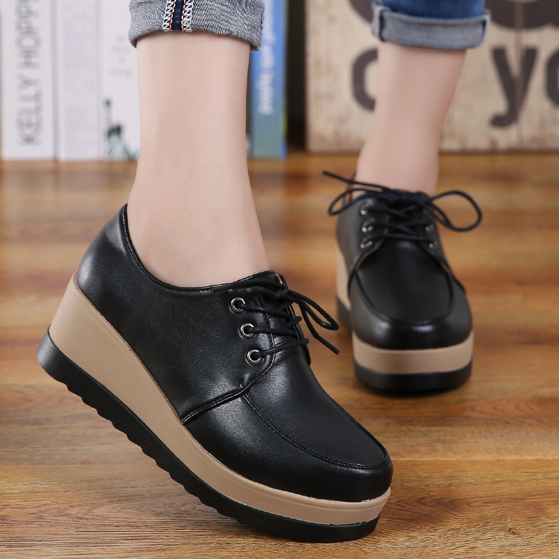 Trifle bottom lace up student single shoes casual shoes