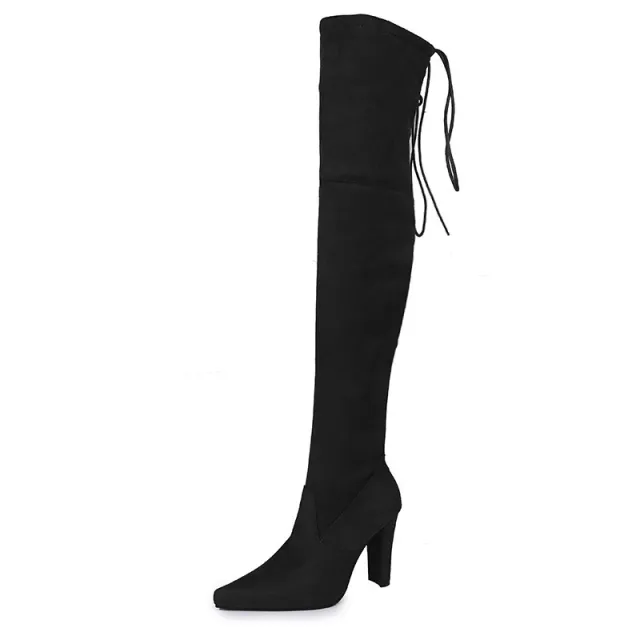 Over the knee plus fleece boots Black - Shop at LoveMi