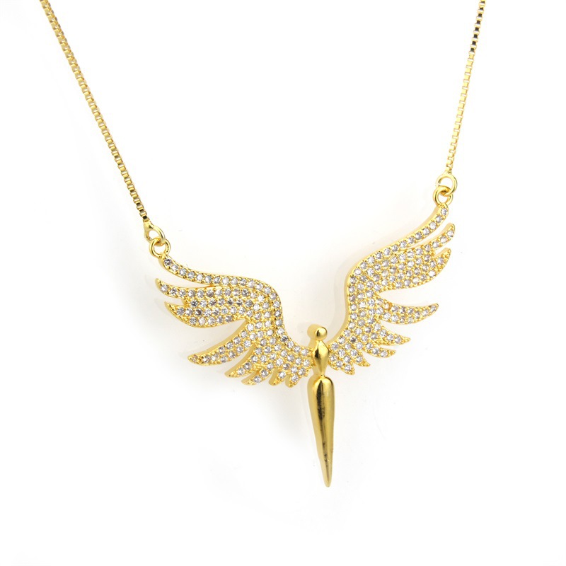 Angel gold-plated zircon necklace