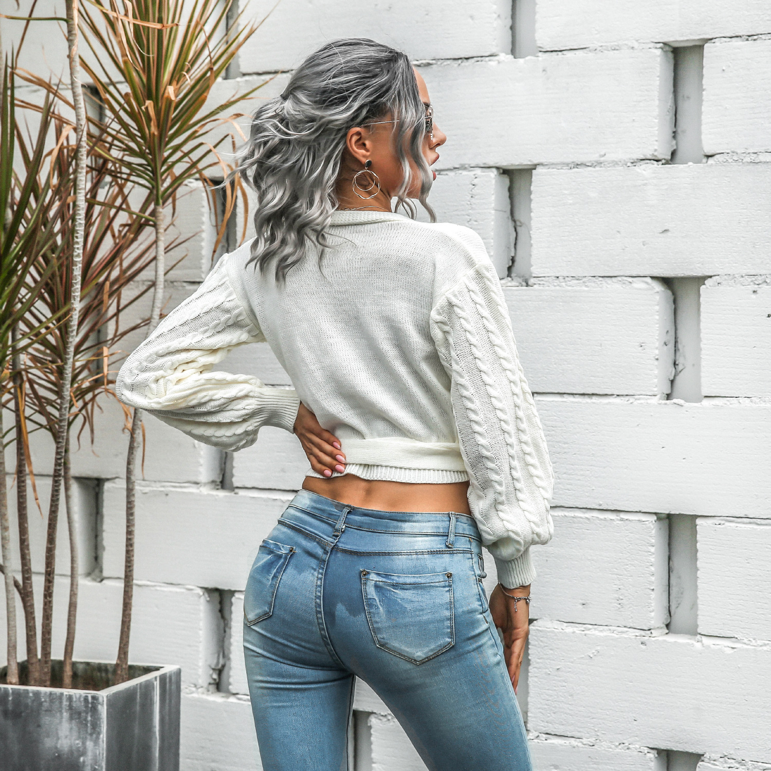 Lantern sleeve sweater