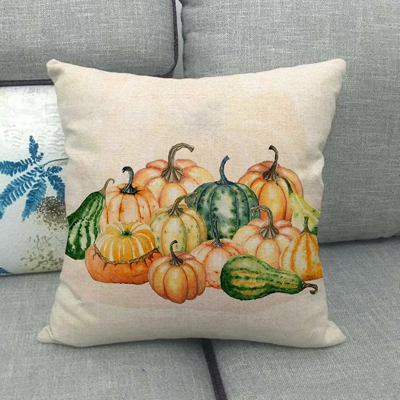 Painted pumpkin linen pillowcase - 16Color