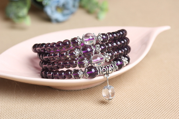 Multi-turn amethyst bracelet