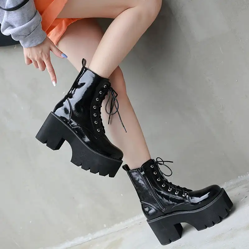Lace-up high heel boots