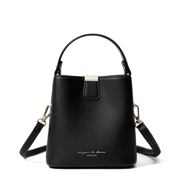 Trendy messenger fashion ladies one shoulder bucket bag Black - Shop at LoveMi