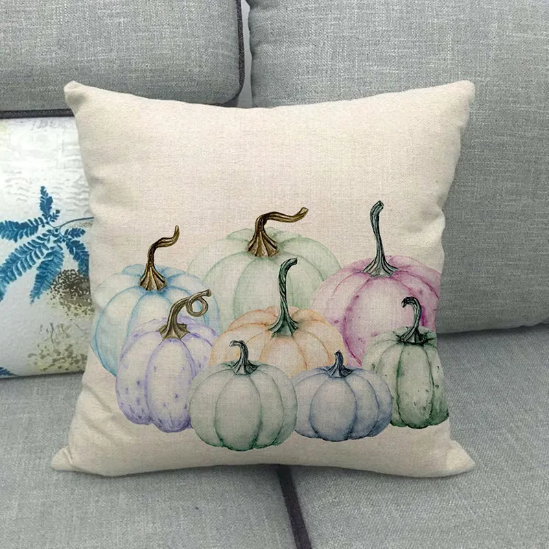 Painted pumpkin linen pillowcase - 12Color
