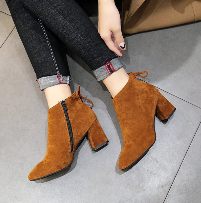 Vintage boots low-heel polished Martin boots