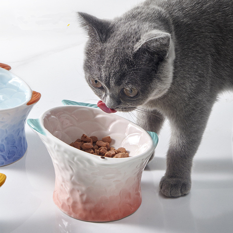 Cat food to protect cervical spine eating bowl