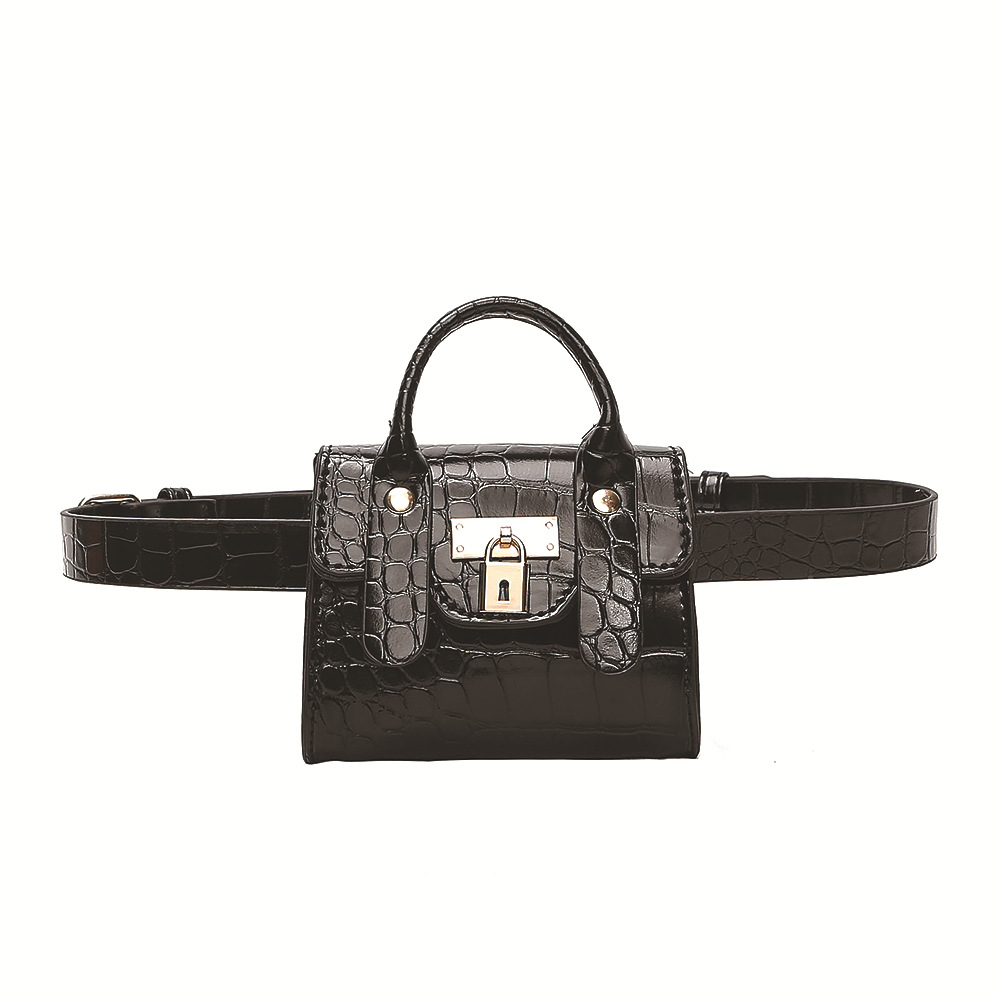 Classic small gold lock PU belt lock chest bag