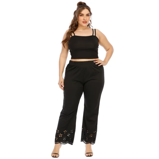 Hollow burnt straight leg pants Black - Shop at LoveMi