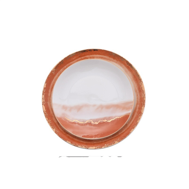 Landscape pattern ceramic dinner plate 2 Brown - Shop at LoveMi