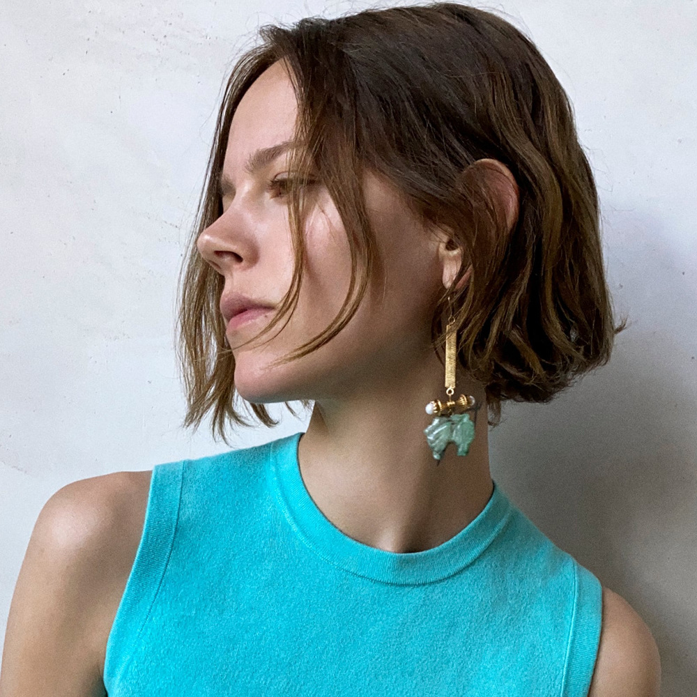 Geometric ring stitching earrings long resin earrings