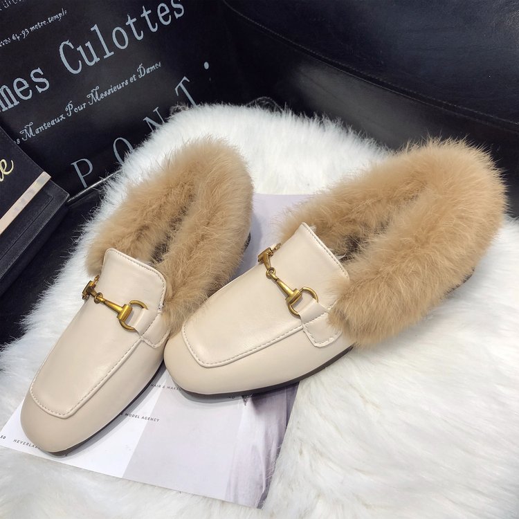 Outer wear plus cashmere peas shoes