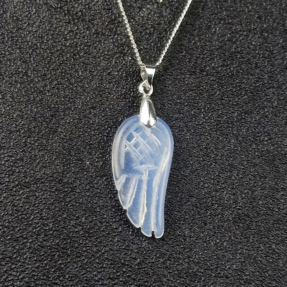Natural Amethyst Necklace Carved Angel Wing Pendant