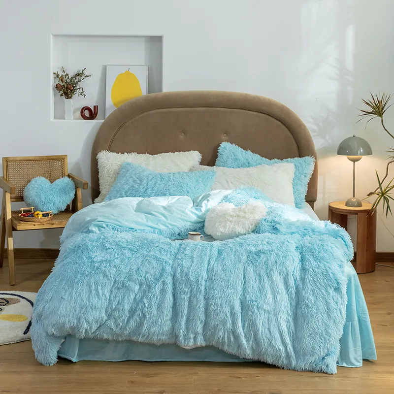 1.8m thick warm bed sheet quilt cover - Blue