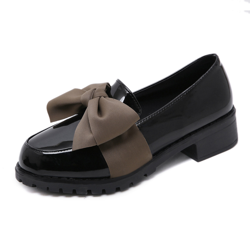 Women's shallow bow small leather shoes