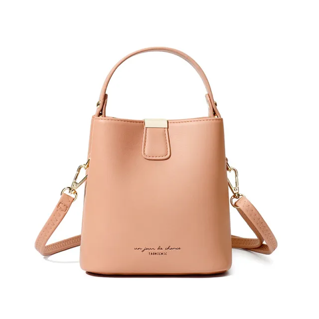 Trendy messenger fashion ladies one shoulder bucket bag Pink - Shop at LoveMi