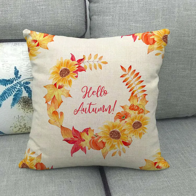 Painted pumpkin linen pillowcase - 14Color