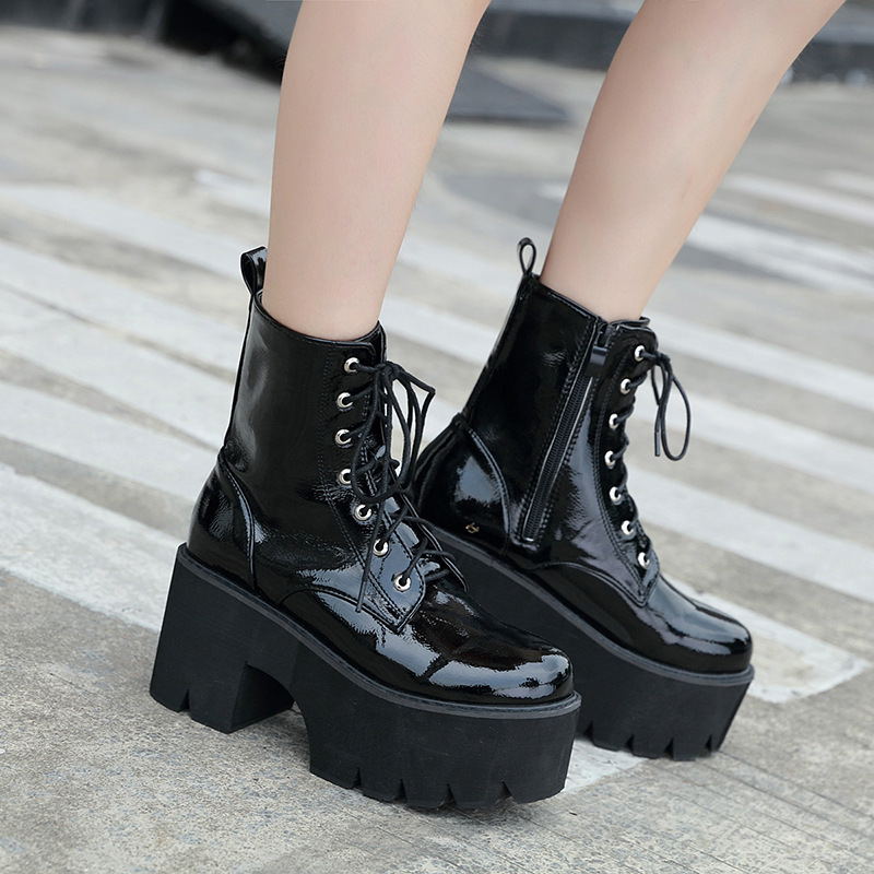 Lace-up high heel boots