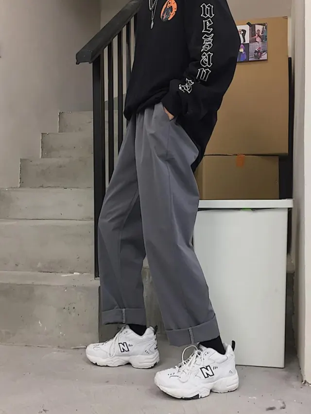Casual suit straight trousers Grey - Shop at LoveMi