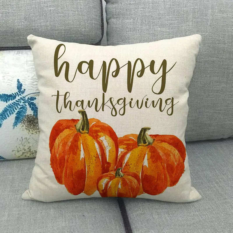 Painted pumpkin linen pillowcase - 3Color