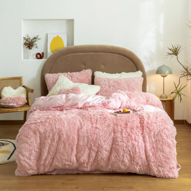 1.8m thick warm bed sheet quilt cover - Pink