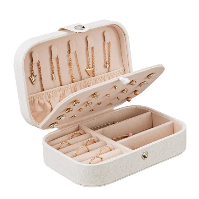 Double Layer Jewelry Storage Box Korean Style Earrings Ring White - Shop at LoveMi